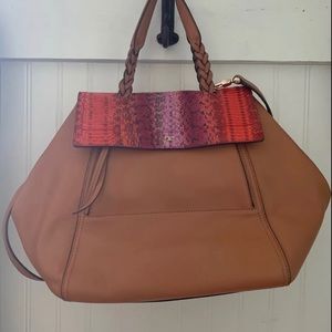 Tory Burch Half Moon Satchel with snake detailing